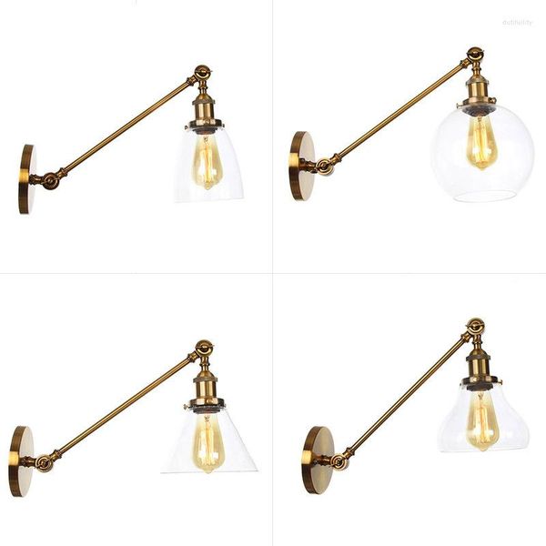 Lámparas de pared Lámpara de cristal vintage para lectura Interruptor de luces LED para literas Accesorios de baño negros