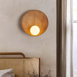 Lampes murales Vintage Lampe Brown Shell Japonais Creative Cercle LED Lumière Homestay Chambre Salle à manger Couloir Résine Chevet