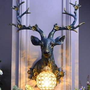 Wandlampen Vintage Led Loft Resin Deer Lamp Eetkamer Attic Aisle Living SCONCE HOME Decor ijdelheid Lichtverlichting