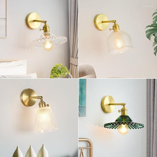 Lámparas de pared Led Vintage Luces de vidrio nórdico Luces colgantes de estilo británico al lado del dormitorio apliques de baño de iluminación de interior