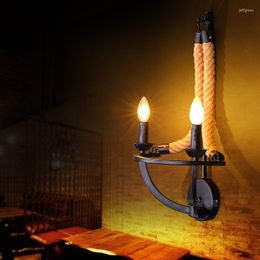 Lámparas de pared Vintage Retro Rope Loft Industrial American Style Home Corridor Aisel Deco Sconce Luminaria