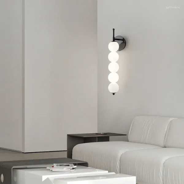 Lámparas de Pared de cristal blanco, mesita de noche para habitación de bebé, Led, novedad, luz artística para comedor, decoración minimalista, color negro, electrodomésticos