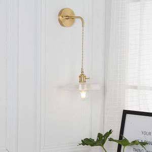 Lámparas de pared Precio al por mayor Loft Vintage Industrial Edison Pantalla de vidrio transparente Luces de cobre antiguas 110V 220V para dormitorio