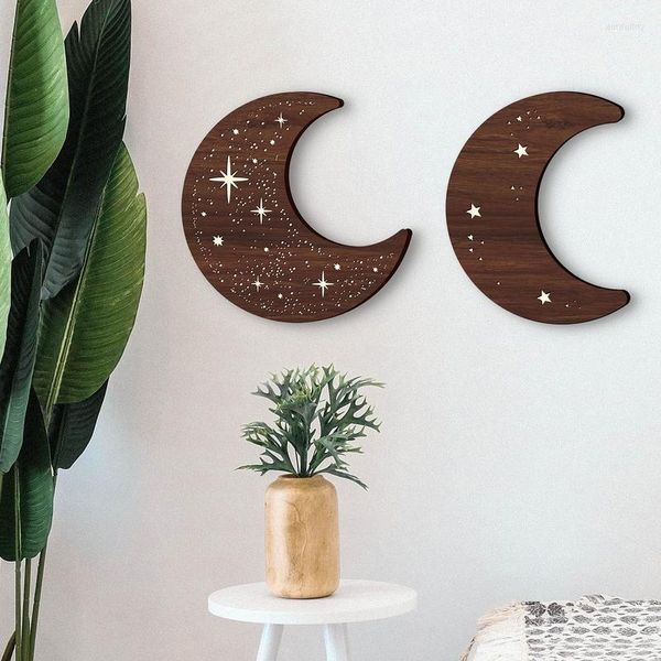 Lampes murales Lampe en bois Boho Style Moon Star Night Light Home Intérieur Loft Décorations LED Applique de chevet