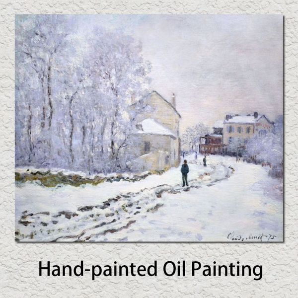 Arte del paisaje de la pared Pintura al óleo Nieve en Argenteuil Claude Monet Reproducción de obras de arte famosas sobre lienzo pintado a mano para decoración de paredes 276H