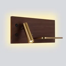 Muurlicht slaapkamer lamp led telefoon draadloze lader plank bedblERde hoofdeinde lees moderne loftkamer usb armatuur houten bed