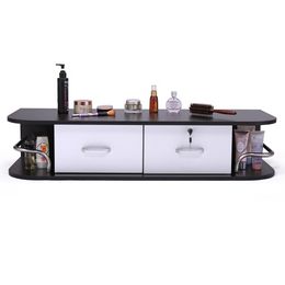 Estación de peluquería montada en la pared, mesa de belleza con cajón de bloqueo, equipo de estilo de salón de spa de belleza, blanco y negro