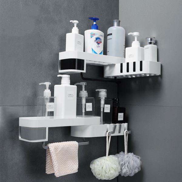 Salle de bain murale shampooing shampooing rangement étagères porte-aspiration aspirat tasse d'angle étagère de rack de rack de rangement de rangement de rangement