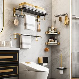 Estante de baño montado en la pared, almacenamiento de ducha, toallero, cepillo de inodoro, caja de pañuelos impermeable, gancho, juego de accesorios 220523