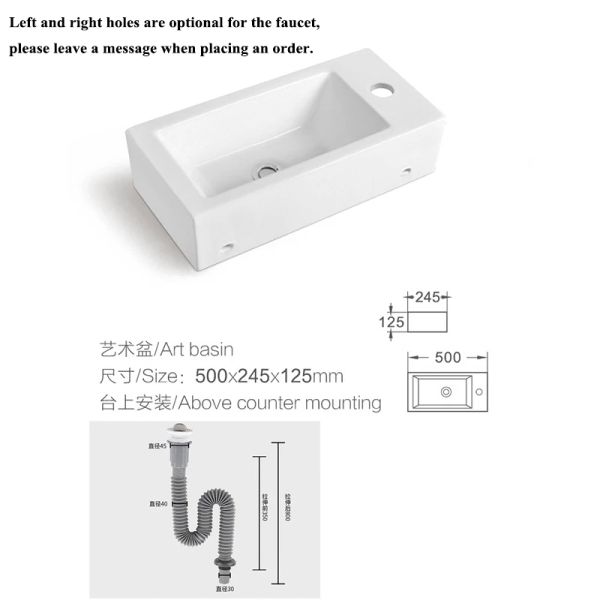 Lavabo de cerámica de cerámica montada en la pared Balcón de baño Balcón de lavado a mano Balcón Balcón de pared Fregadero de la pared Caminada de arte de la encimera