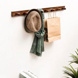 Porte-manteaux mural Rail Cintre Crochet Vêtements Chapeaux Clé Serviette Bambou En Bois