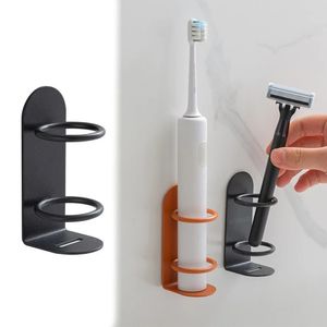 Porte-brosse à dents électrique mural, support de rasoir sans poinçon en fer, étagère de rangement, organisateur de brosse à dents, accessoires de salle de bains YFA2046