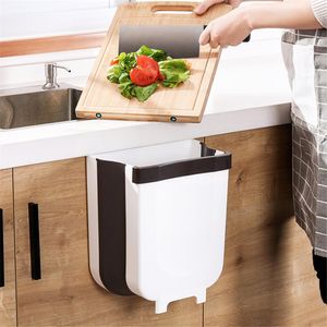 Cubo de basura plegable montado en la pared, colgador para puerta de armario de cocina, cubo de basura para coche, almacenamiento de residuos de baño e inodoro