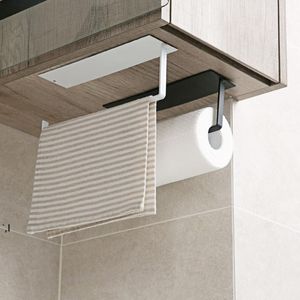 Porte-rouleau de papier auto-adhésif pour armoire de salle de bain de cuisine murale pour porte-serviettes porte-serviettes support de stockage sans perforation RRA10779