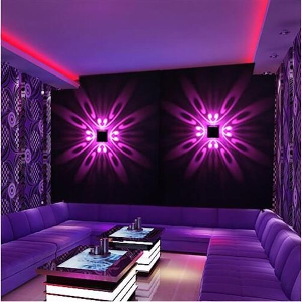 Lámpara de pared LED montada en la pared Proyección LED interior Iluminación colorida Mural Luminaria Luz de pared de fondo para el hogar el KTV Bar225A