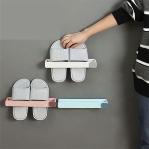 Wandmontage Schoenenrek Organisatie Punch-Free Shoes Hanger Rails Haken Slippers Keuken Opslag Racker Plank Opknoping Houder Badkamer Organisator