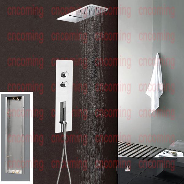 Unités de panneau de douche murales mitigeur thermostatique robinet dans pomme de douche murale pomme de douche d'eau de pluie carrée cascade de pluie BF9001