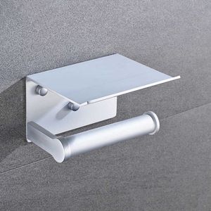 Wandmontage Toiletpapier Houder Ruimte Aluminium Tissue Mobiele Telefoon Badkamer Roll Rack Mount Product 210709