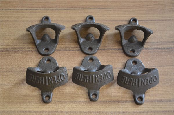 Abridor de botellas antiguo Vintage montado en la pared, gancho para colgar en la pared, abridores de cervezas, montaje de tapa de cobre, Metal Retro con tornillos