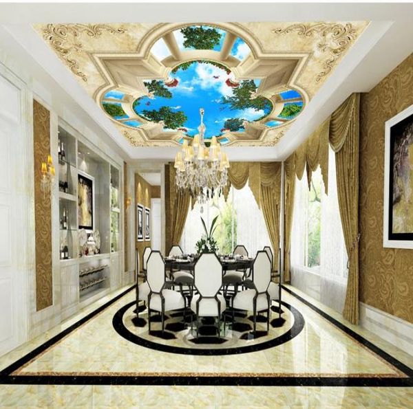 Papier peint pour plafond personnalisé vide étoilé 3d plafond papier peint non tissé étoile étoile vide 3d plafond salon mural papier peint fo4559523