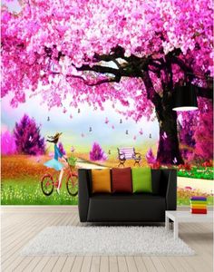Papeles de pared decoración del hogar diseñadores Sakura árbol sala de bodas murales de dibujos animados papel tapiz pájaros flower1457392