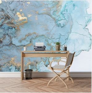 Wall Papers Home Decor Mode Vintage Luxe Blauwe Bronzing Text TV Achtergrond Wallpaper Wallpaper voor Muren 3 D