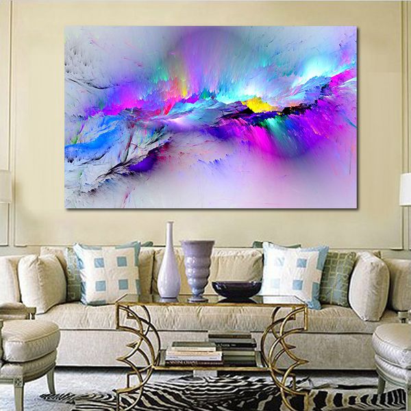 Cuadros de pared para sala de estar, pintura al óleo abstracta, nubes, lienzo colorido, arte, decoración del hogar, sin marco, 256S
