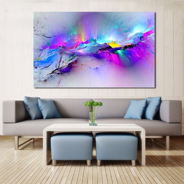 Cuadros de pared para sala de estar pintura al óleo abstracta nubes lienzo colorido arte decoración del hogar sin marco 218S