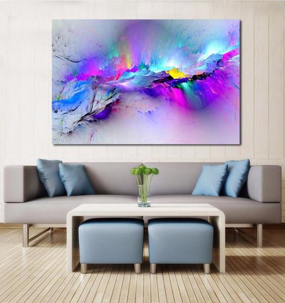 Cuadros de pared para sala de estar pintura al óleo abstracta nubes lienzo colorido arte decoración del hogar sin marco 4793350