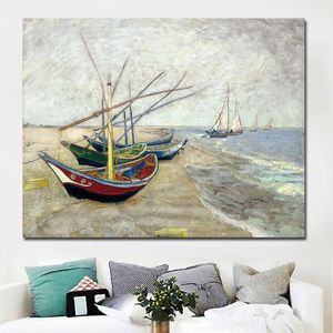 Muur Zeilboot van Vincent Van Gogh Beroemde Kunstenaar Impressionisme Kunstdruk Poster Muur Foto Canvas Olieverfschilderij202k