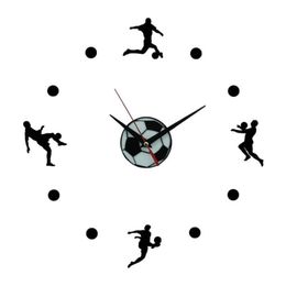 Autocollant Mural horloge muette bricolage Football acrylique miroir stickers muraux pour la décoration intérieure CNIM Clocks255U