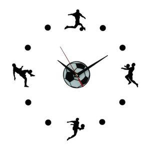 Autocollant Mural horloge muette bricolage Football acrylique miroir stickers muraux pour la décoration intérieure CNIM Clocks326G