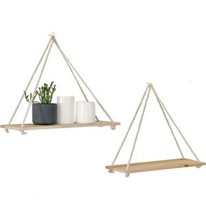 Muurstickers 1 pak houten wandhangers macframe plantenrekken boho handgemaakte landelijke bloempotten