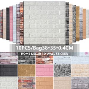 Muurstickers 10 Pcs 3d Behang Woonkamer Slaapkamer Tv Achtergrond Decor Xpe Foam Waterdichte Zelfklevende Baksteen 230603