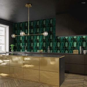 Autocollants muraux 10 pièces 15 15 cm carreaux de mosaïque bronzants verts antisalissure et salle de bains cuisine maison décoration exquise