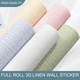 Pegatinas de pared 10m 3D espesar autoadhesivo aislamiento térmico papel pintado lino color liso decoración pegatinas de pared renovación anticolisión 230720