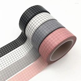 Pegatinas de pared 10M Rejilla blanca y negra Washi Tape Papel japonés Planificador de bricolaje Cintas adhesivas adhesivas Papelería decorativa