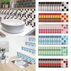 Muurstickers 10 stks 10x10cm Zelfklevende Mozaïek Harde Tegels Sticker Voor Badkamer Cabinet Taille Line Sequin Art