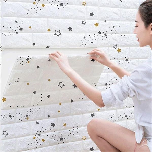 Pegatinas de pared 10pcs 3D Autoadhesivo Star Design Wallpaper para la decoración de la sala de estar de la habitación de los niños