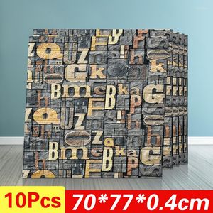 Stickers Muraux 10pcs 3D Autocollant Imitation Brique Chambre Décor Papier Peint Auto-adhésif Pour Salon Cuisine TV Toile De Fond Décoration