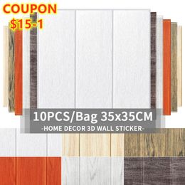 Stickers muraux 10 pcs 3D Autocollant Original Grain De Bois Simulation Chambre Décoration Étanche Papier Auto-Adhésif Pour La Maison 230321