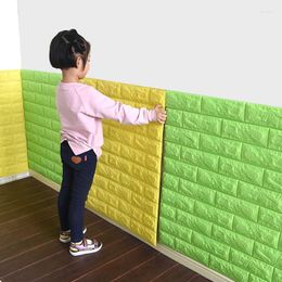 Wandstickers 10 stks 3D houten sticker Home Decor Pe Foam waterdichte bedek zelfklevend behang voor woonkamer slaapkamer paneel