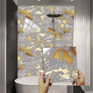 Pegatizas de pared 10 piezas de estilo americano de estilo de mármol de mármol dorado