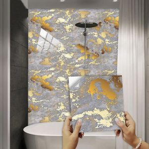 Muurstickers 10 stuks Amerikaanse stijl gouden marmeren patroon tegels sticker keuken backsplash oliebestendige kast waterdichte kunst stickers 231009