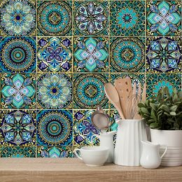 Muurstickers 10 stuks Mandala Patroon Matte Tegelvloer Sticker Transfers Covers Slijtvast Vinyl Behang Keuken Badkamer Tafel Decor 230829