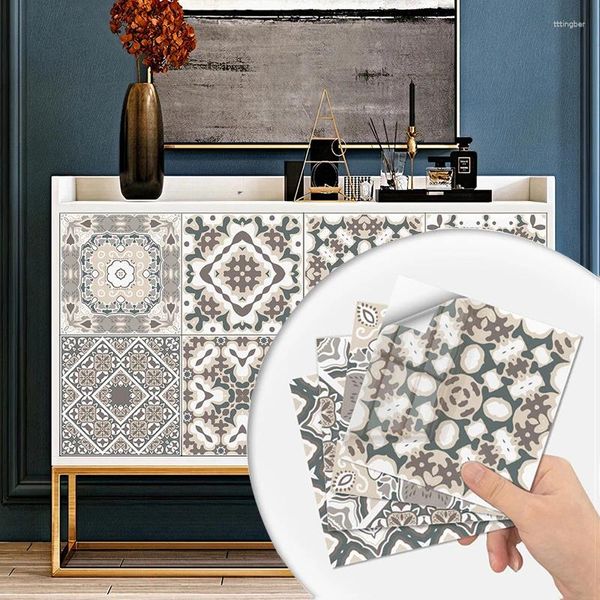 Stickers muraux 10pcs simplicité moderne tuiles imperméables mosaïque autocollant cuisine salle de bains adhésif décor pour carrelage armoire tiroir