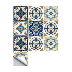 Autocollants muraux 10 pièces carrelage de style marocain imperméable salle de bain décor artistique 6x6 pouces