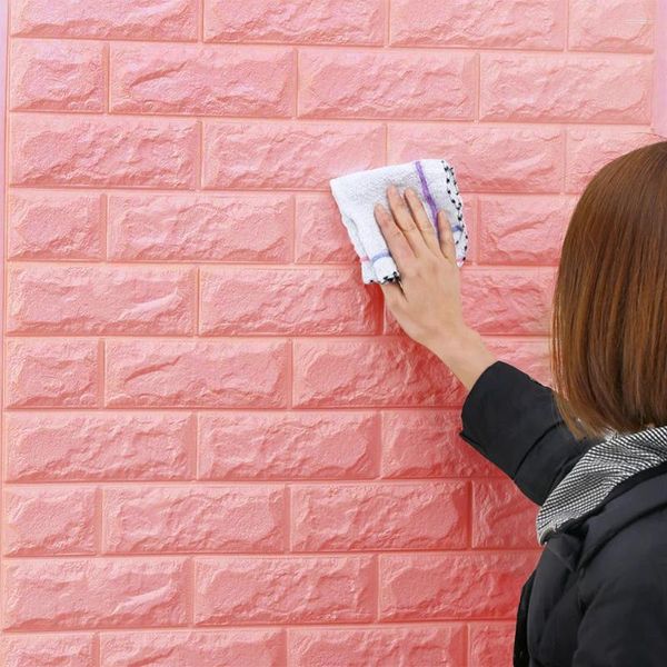 Pegatinas de pared 10 unids Autoadhesivo Etiqueta de ladrillo 3D DIY Papel tapiz de espuma impermeable para niños Habitación Cocina Techo Fondo Calcomanías