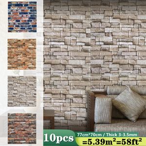 Wall Stickers 10pcs Self Adhesive Sticker Peel Stick 3D Panel Living Room Brick Bedroom Kids Papers Home Decor 230603
