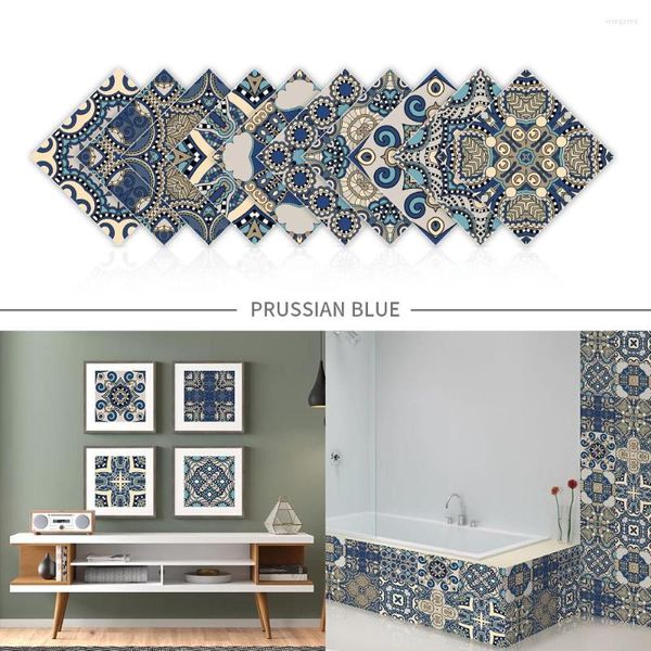 Pegatinas de pared 10 unids / set Cocina Backsplash Azulejos Pelar y pegar Murales de cristal Impermeable Autoadhesivo Etiqueta de azulejo Papel tapiz Baño